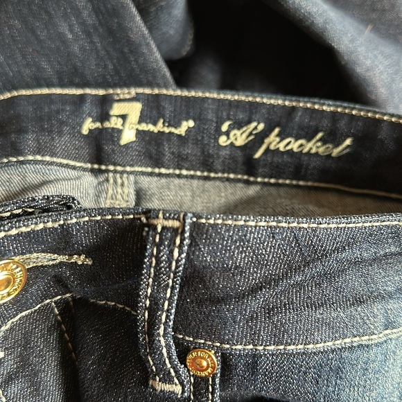 7 for all mankind Dark Wash A Pocket Cropped Jeans Embroidered Stud Pockets 29 - Picture 8 of 11